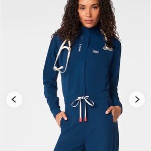FIGS Navy Blue Women’s Mock Neck Wide Leg - Longsleeve ScrubJumpsuit™
